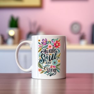 Word wakker mijn ziel en zing keramische mok, christelijke mok, 11oz, mok bijbelvers, mok geloof, schriftkoffiemok, Jezus cadeau, bijbelcadeau