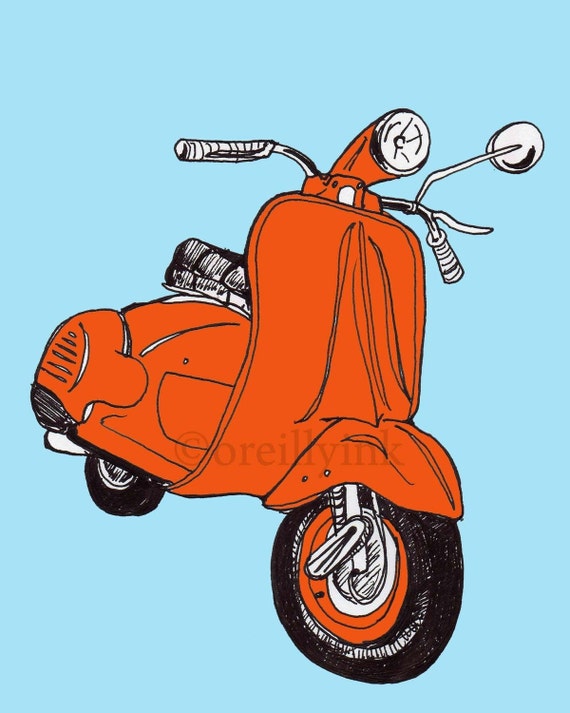 Items similar to The Red Scooter Print on Etsy