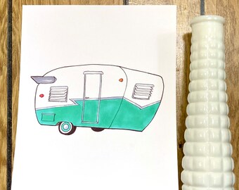 Teal Vintage Shasta Camper