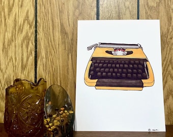 Macchina da scrivere gialla vintage