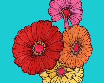 Stampa Zinnias colorata