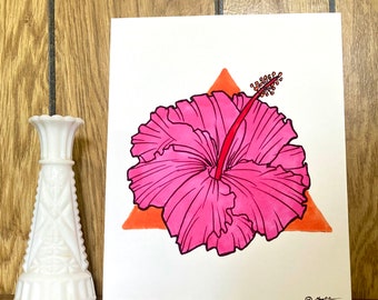 Stampa ibisco rosa
