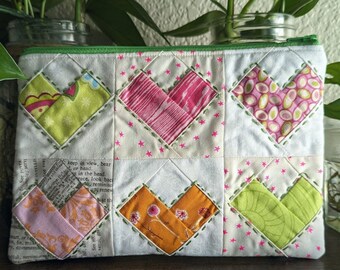 Spring hearts zipper pouch