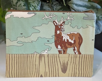 Paint by Numbers Deer and Woodgrain Zipper Pouch