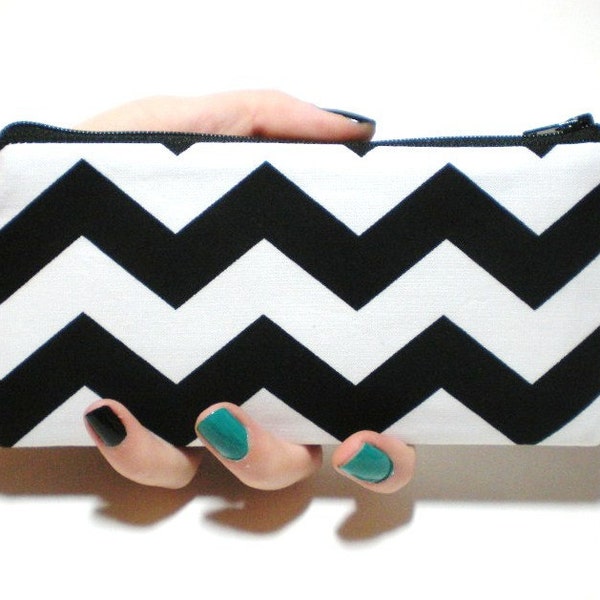 reserved for asoykut - Black Chevron Long Zipper Pouch