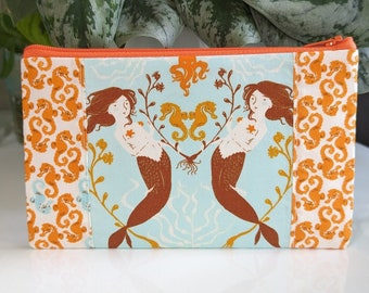 Mermaid and seahorse large Zipper Pouch