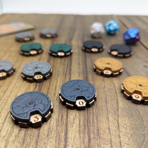 Contatore punti vita ferita universale magnetico in legno - Giochi di ruolo, carte e giochi da tavola - Magic, Lorcana, DnD, Pathfinder