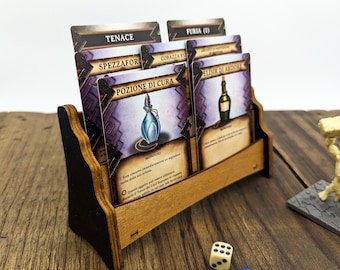 Wooden board games Cards Stand, universal tabletop Cards Holder or Player Dashboard Arkham Horror, Heroquest, Gloomhaven, Dungeon Crawlers