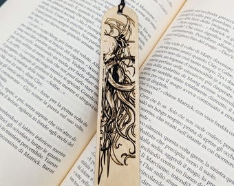 Marcador de livro de madeira com Cthulhu gravado – Presente perfeito para fãs de terror, ficção científica ou fantasia sombria, jogadores de RPG e admiradores de H. P. Lovecraft.