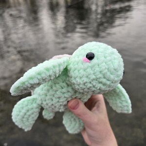 Crochet Turtle Plushie | Handmade Amigurumi Sea Animal | Mint Plush | Custom Colours | Sunflower Turtle Option
