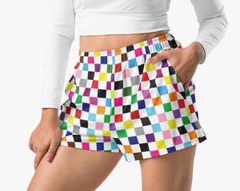 Pantalones cortos deportivos Pride XS-3X / LGTBQ+ Arco iris a cuadros Gay Queer Sutil Desfile del Orgullo Festival Bandera Diga Gay Transgénero Pansexual Plus Tamaño