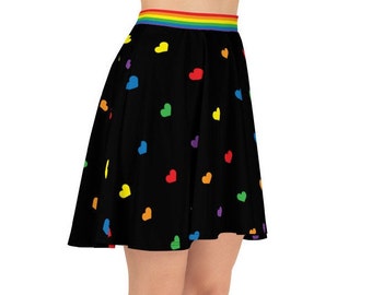 Pride Festival Skater Falda XS-3X / Rainbow Gay LQBTQ+ Queer Pride Parade Festival Transgénero Lesbiana Orgullo Bandera Love is Love Plus Size