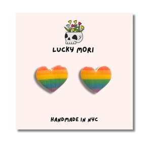 Pride Heart Earrings / Rainbow Earrings / Gay Earrings / Queer Earrings / Tiny Earrings / Hypoallergenic Earrings
