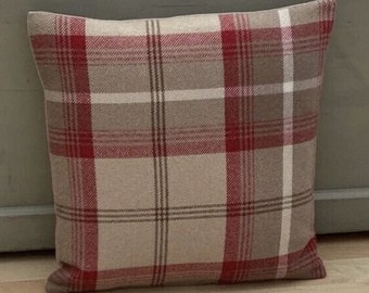 balmoral cranberry check tweed decorative scatter cushion cover