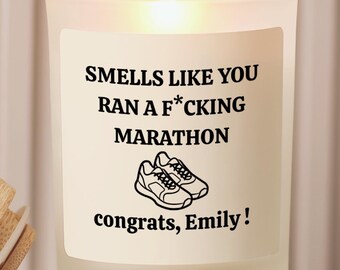 Marathon Gift You Ran A F*cking Marathon Candle Funny Candle Gift Personalized Candle Handmade Candle Marathon Finish Soy Wax Candle
