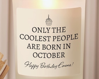 Custom October Birthday Gift Candle, Libra Gifts Scorpio Gifts, Woman Friend Birthday Gift for Her, Customized Name Birthdate