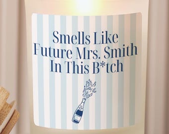Striped Funny Wedding Candle, Personalized Wedding Gift, Custom Engagement Gift, Bachelorette Party Gift, Bridal Shower Gift