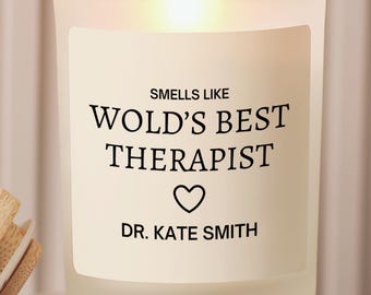 Custom Smells Like World's Best Therapist Soy Candle | Gift For Therapist, Therapist Gift, Birthday Candle, Occupation Gift, Christmas Gift