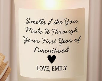 Funny New Parent Candle | Personalized Mom Gift | First Year Parenthood Gift | Baby Shower Gift | New Mom Keepsake