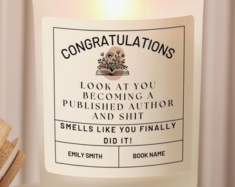 Published Author Gift Candle, Personalized Book Launch Candle, Custom Author Gift, Congrats on Your First Book, Writer Graduation Gift