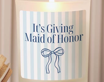 Striped Coquette It's Giving Maid of Honor Candle, Maid of Honor Proposal Gift, Maid of Honor Box, MOH Gift, Bridal Party Gift