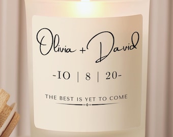 Engagement Candle Gift for Couple, Wedding Gift for Shower, Best is Yet to Come, Personalized Engagement Gift, Bride to Be, Custom Name