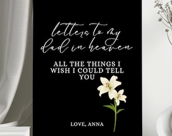 Dad Memorial Journal, Letters to My Dad in Heaven, Grief Gift
