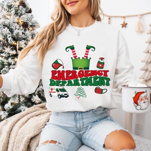 Emergency Department Christmas Tee Nurse Sweatshirt ER Apparel  Xmas Nurse Shirt Emergency Room Crew Sweatshirt Healthcare Workers GIFT