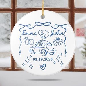 Custom First Christmas Married Ornament Gift Newlywed Wedding Keepsake for Couple 1st Anniversary Mr Mrs Holiday Couple Gift Coquette Bow