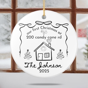Personalized Our First House Ornament 2025, New Home Christmas Keepsake, Address Gift for First Time Homebuyer Real state agent Closing Gift