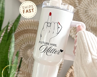 Personalized Bride Tumbler, Custom Engagement Gift, 40oz