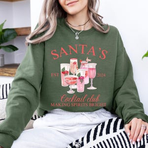 Santas Cocktail Club Christmas Sweatshirt Funny Christmas Sweater Espresso Martini Dirty Martini Christmas Crewneck Social club Bachelorette