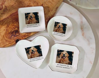 Custom Dog Ring Dish, Custom Pet Photo Jewelry Tray, Dog Lover Engagement Gift, Personalized Trinket Dish