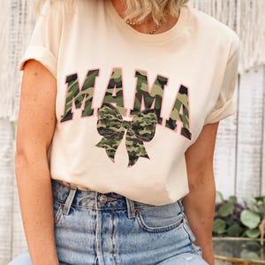 Retro camo mama tee, coquette camo bow, Camouflage bottom land camo trendy Camo mommy Duck Hunting Shirt Old School Camo Shirt Fall Shirt