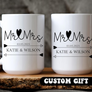 Custom Mr Mrs Coffee Mugs Personalized Mr & Mrs Coffee Mugs Husband and Wife Mugs Mr and Mrs Mug New Bride and Groom Set Bridal Shower Gift