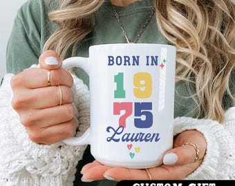 Personalized 50th Birthday Mug: Custom 1975 Coffee Cup