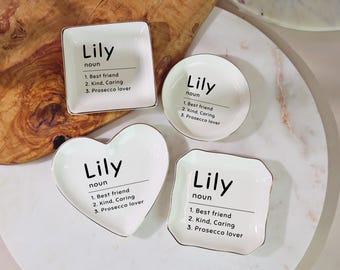 Best Friend Definition Jewelry Dish, Custom Name Trinket Tray, Funny Friendship Gift, Personalized Keepsake for Her, Birthday Gift