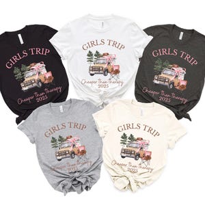 Custom Girls Mountain Trip Shirts Comfort Colors Girls Weekend Shirt Custom Location Girls Trip Hiking tee Coquette Camping Trip Cabin Shirt