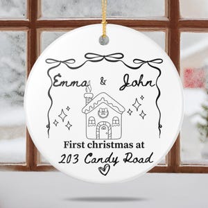 Personalized Our First House Ornament 2025, New Home Christmas Keepsake, Address Gift for First Time Homebuyer Real state agent Closing Gift
