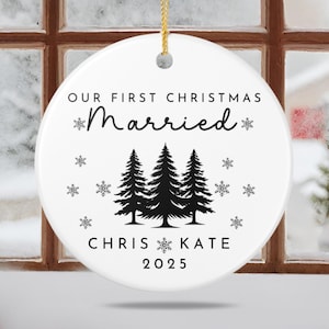 Custom First Christmas Married Ornament Gift Wedding Keepsake for Couple Anniversary Holiday Couple 2025 Our First Christmas as Mr and Mrs