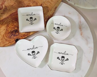 Personalized Lacrosse Jewelry Dish, Custom Player Gift, Senior Night Keepsake, Lacrosse Senior Gift, Custom Name Ring Dish