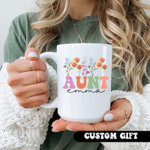 Personalized Aunt Mug, Floral Auntie Est. 2026 Gift