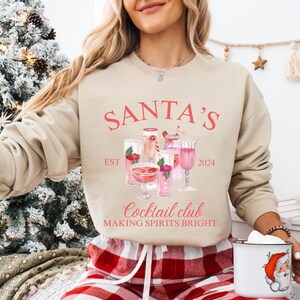 Santas Cocktail Club Christmas Sweatshirt Funny Christmas Sweater Espresso Martini Dirty Martini Christmas Crewneck Social club Bachelorette
