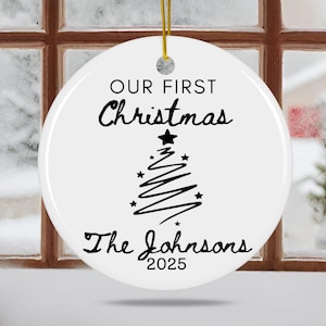 Custom First Christmas Married Ornament, 1st Anniversary Gift, Personalized Holiday Couple Gift, Mr Mrs Newlywed Wedding Gift Housewarming