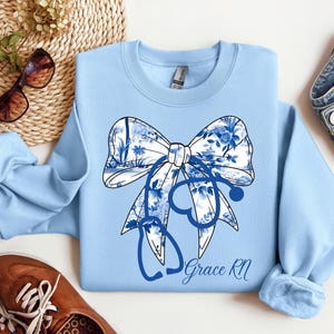 Nurse Bow Shirt Coquette Nurse Shirt Nurse Gift For Women Nurse Ribbon Shirt Toile Nurse Shirt Registered Nurse Shirt Floral Nurse Tee
