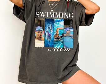 Custom Swimming Mom Photo Shirt, Personalized Comfort Colors Tee