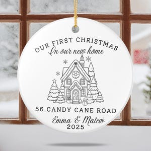 Personalized Our First House Ornament 2025, First Christmas At Keepsake, Address Gift for First Time Homebuyer Real state agent Closing Gift