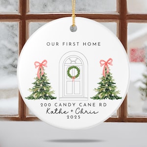 Personalized Our First House Ornament 2025, New Home Christmas Keepsake, Address Gift for First Time Homebuyer Real state agent Closing Gift