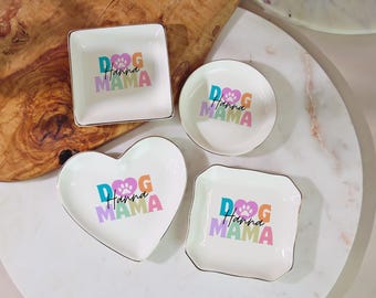 Dog Mama Ring Dish, Dog Grandma Gift, Colorful Dog Mama Jewelry Tray, Ceramic Trinket Dish, Gift for Dog Grandma, Pet Lover Gift