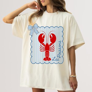 Comfort Colors Lobster Graphic T-Shirt French Coastal Tee Oversized Coquette Aesthetic Nautical Fisherman Lobster Tee Seafood Lover Coastal